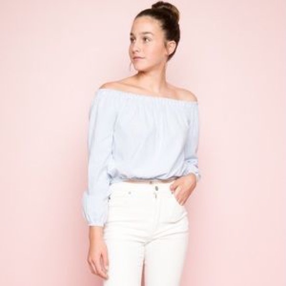 BRANDY Striped off the shoulder maura top - Picture 2 of 6